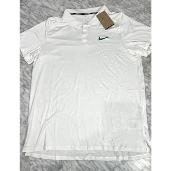 Nike Court Polo Tennis Shirt Top White Green Logo FD5317-102 Men's Large NEW - Picture 4 of 12